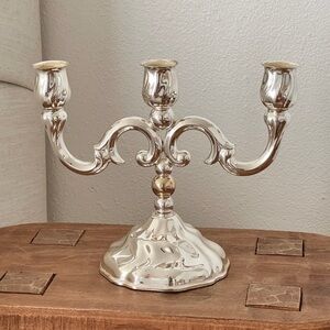 Vintage silver tone candelabra candle holder